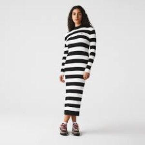 Lacoste Black and White Long Sleeve Bodycon Dress